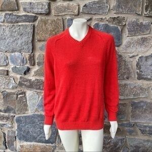 Vince V neck Sweater Orange 100% Linen size Medium